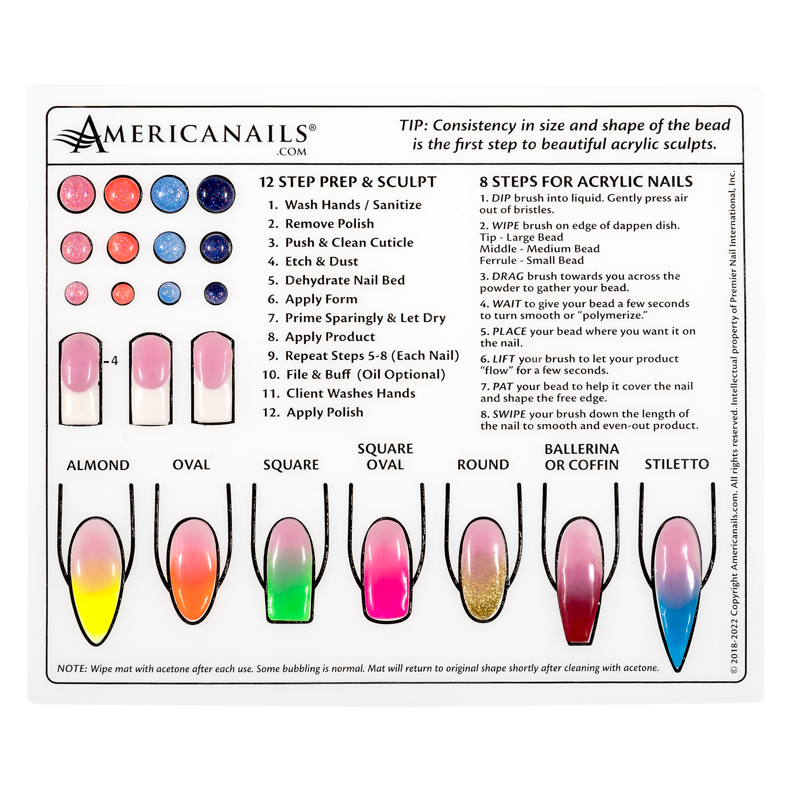 Americanails Silicone Training Mat For Acrylic Nail Application